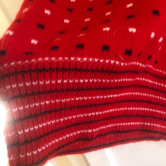 ✨Excellent Shape✨ Vintage Red & White Knit Girls Turtleneck Sweater - 10-12 - Picture 5 of 6